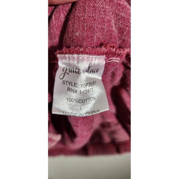 Grace & Lace Sweater Womens Large Pink Waffle Knit Half Zip Pullover Cotton NWT - Picture 6 of 12